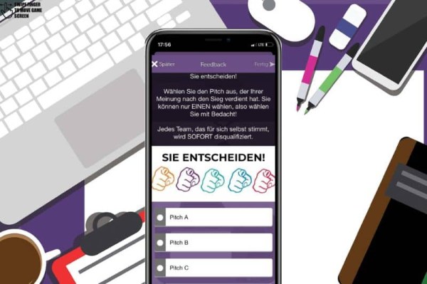 Ein Handy, das eine Aufgabe bei einem virtuellen Teamevent zeigt